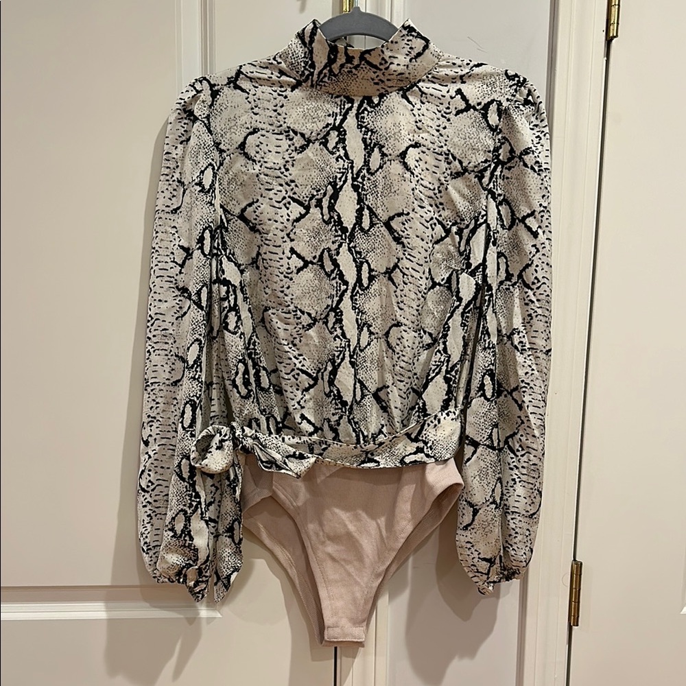 Open Back Snake Print Bodysuit